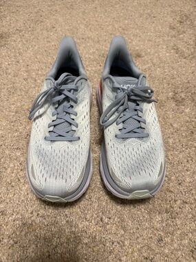 Hoka Women's Light Gray Running Shoes, 9 wide
